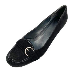 STUART WEITZMAN Black Suede Buckle Vamp‎ Kitten Heels